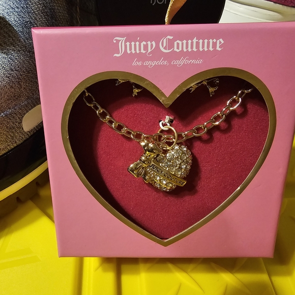 💝New! Juicy Couture Heart Rhinestone Necklace & Ribbon Earrings Set - Picture 8 of 10
